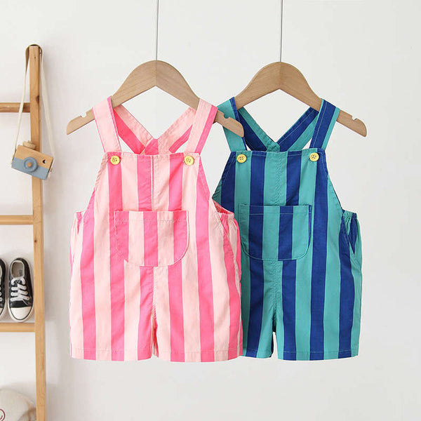 Striped Print Overalls for Boys and Girls