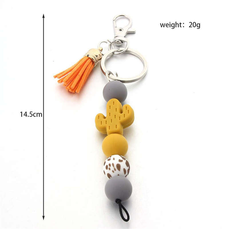 Cactus Silicone Bead Keychain