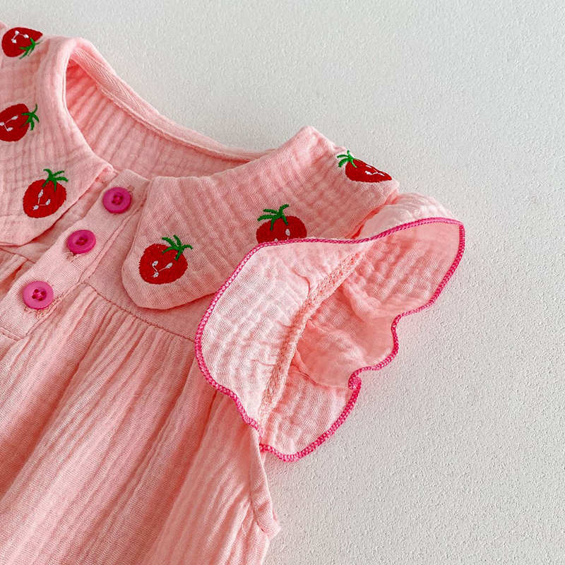 Pink Strawberry Bow Romper