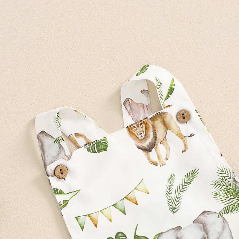 Baby Elephant and Lion Print Triangle Romper