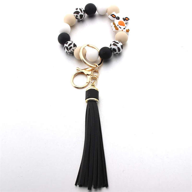 Silicone Bead Rubber Paint Ball Bracelet Tassel Keychain