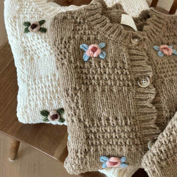 Baby Handmade Flower Cardigan Sweater