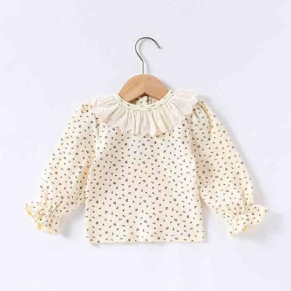 Small Floral Ruffle Collar Kids Top