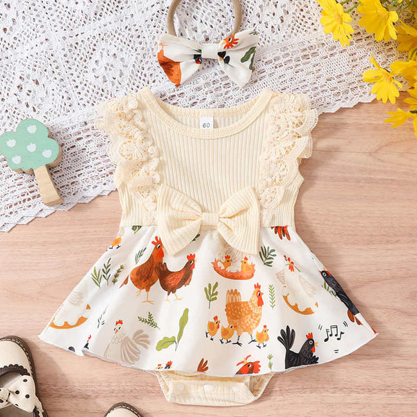 Little Flying Sleeve Butterfly Dress Crawl Suit