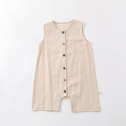 Breathable Cotton Jumpsuit Button Overalls