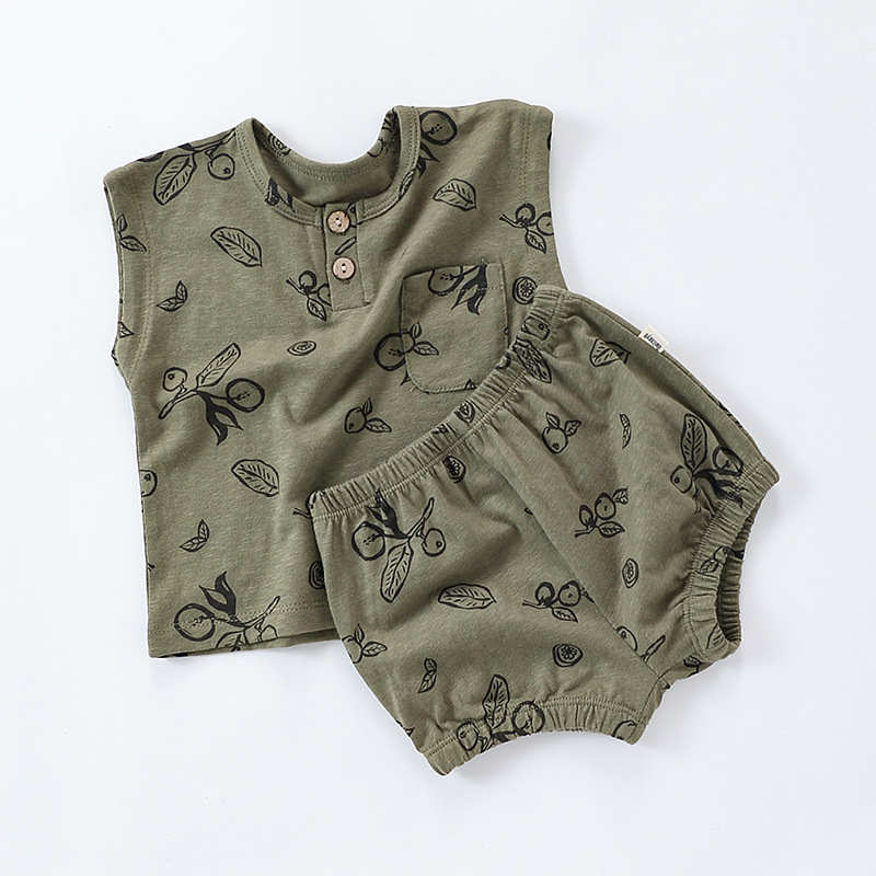 Sleeveless Printed Baby Set