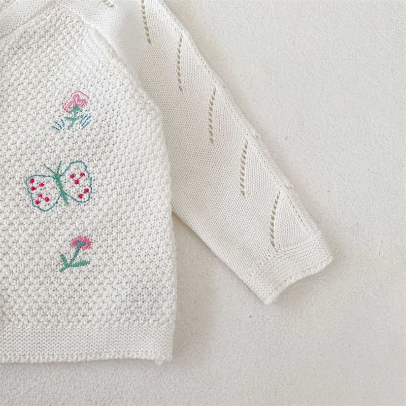 Butterfly and Flower Embroidered Cardigan Sweater