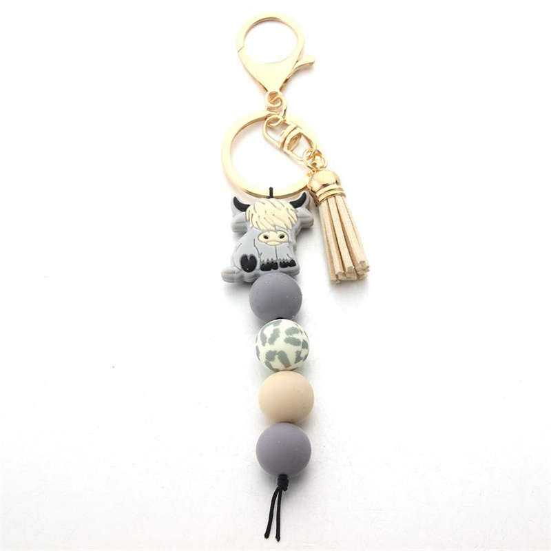 Cow Bead Keychain for Backpack Car Keys