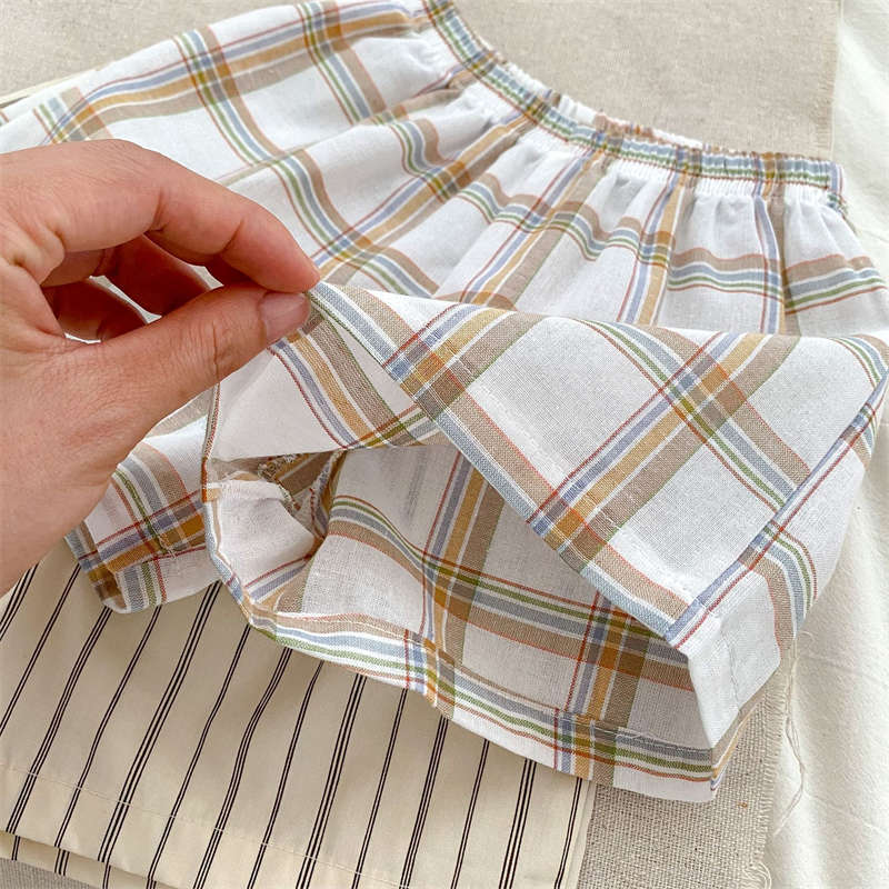 Boys' Checkered Striped Short Two-piece Set