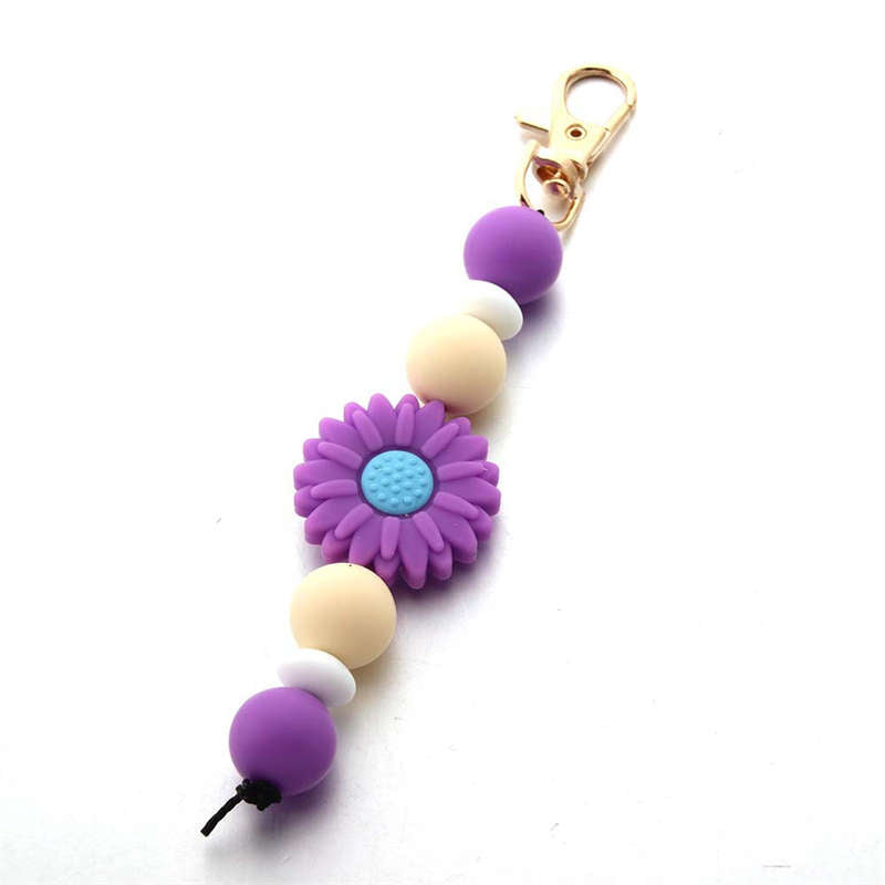 Flower Silicone Bead Keychain Car Keys Purse for Women