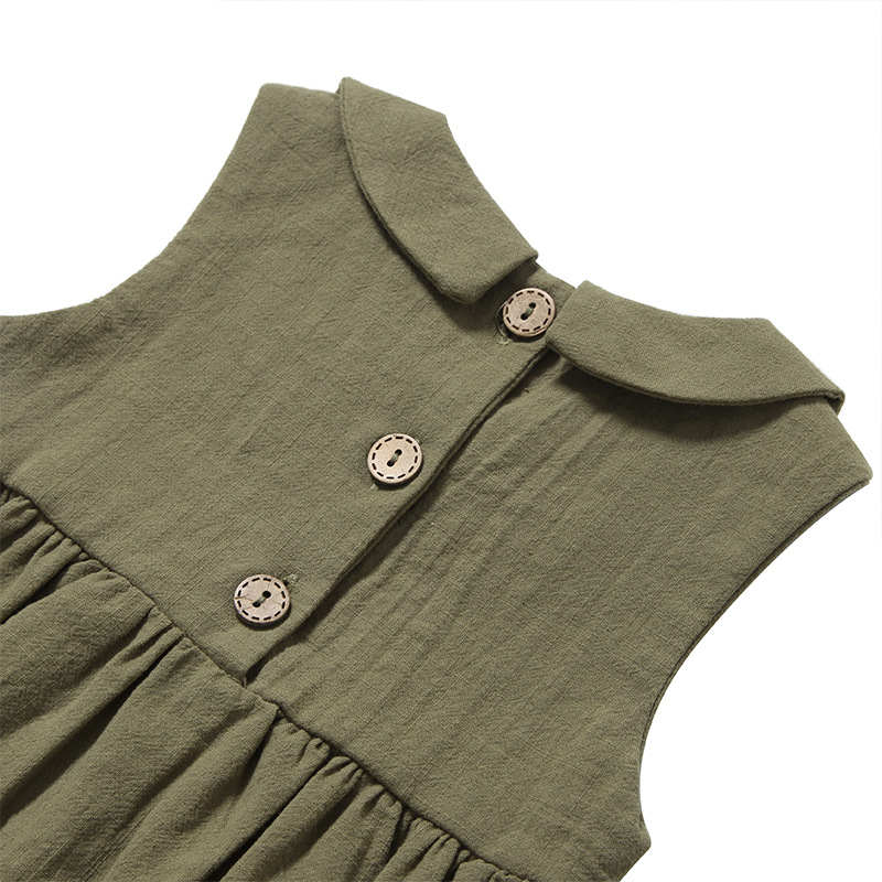 Cotton and Linen Button Baby Rompers