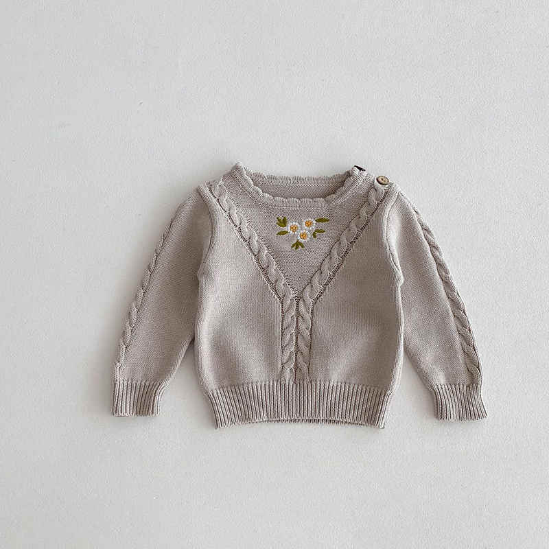 Girls' Versatile Embroidered Knitted Top