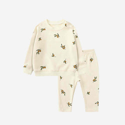 Printed Long-sleeved Two-piece Suit for Boys and Girls