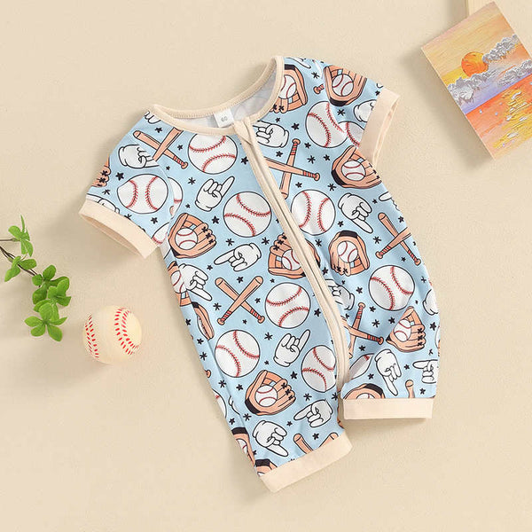 Zip Baseball Onesies For Baby