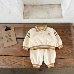 Boys and Girls Baby Lapel Top Loose Pants Suit