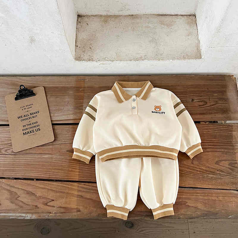 Boys and Girls Baby Lapel Top Loose Pants Suit