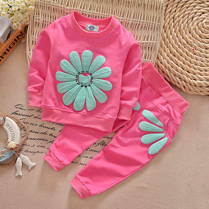 Flower Long-sleeved Children's Two-piece Set