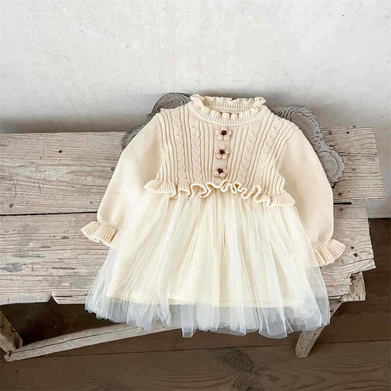 Sweater Mesh Dress for Baby Girls