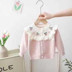 Flower Knitted Girls Cardigan Sweater