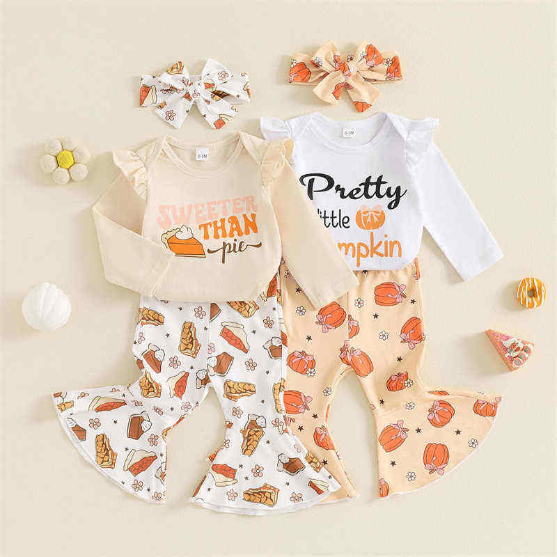 Bell-bottom Pumpkin Print Long-sleeved Halloween Suit