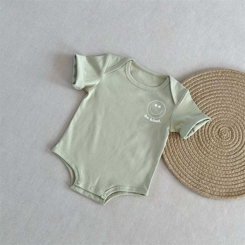 Newborn Solid Color Short-sleeved Crawl Suit