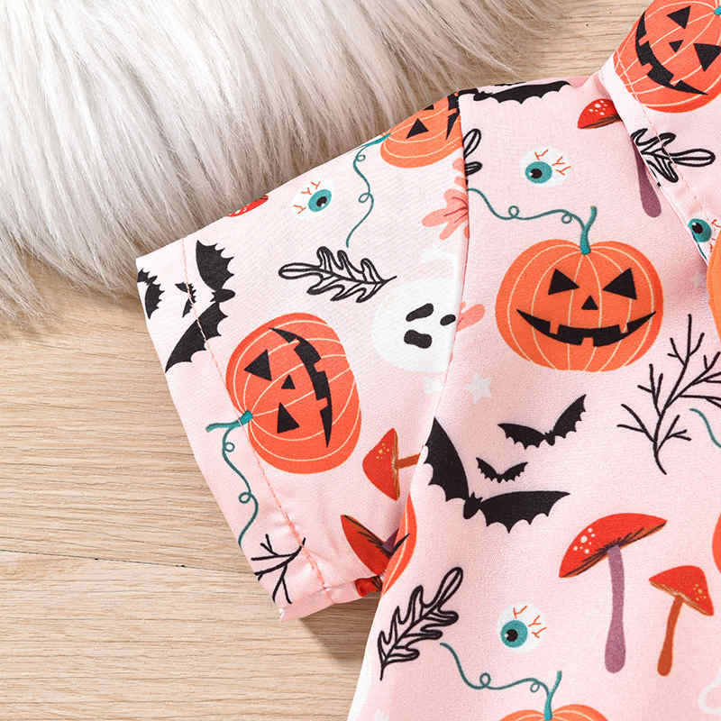 Orange Pumpkin Print Romper Bodysuit