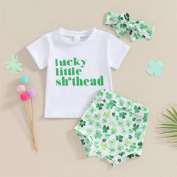 Four-leaf Clover Romper Three-piece Set