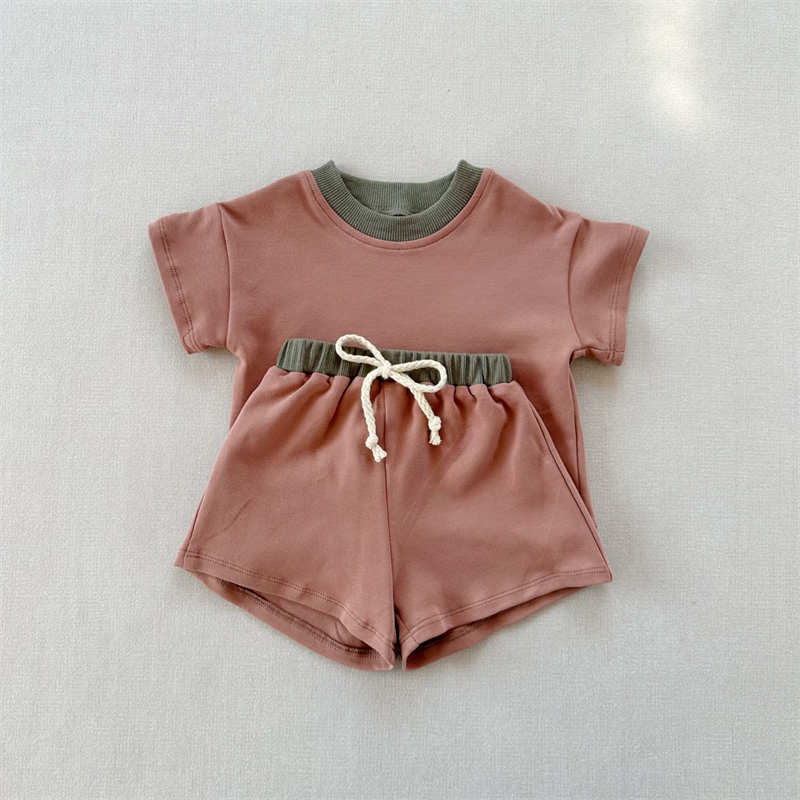 Solid Color Short-sleeved Baggy Suit for Kids