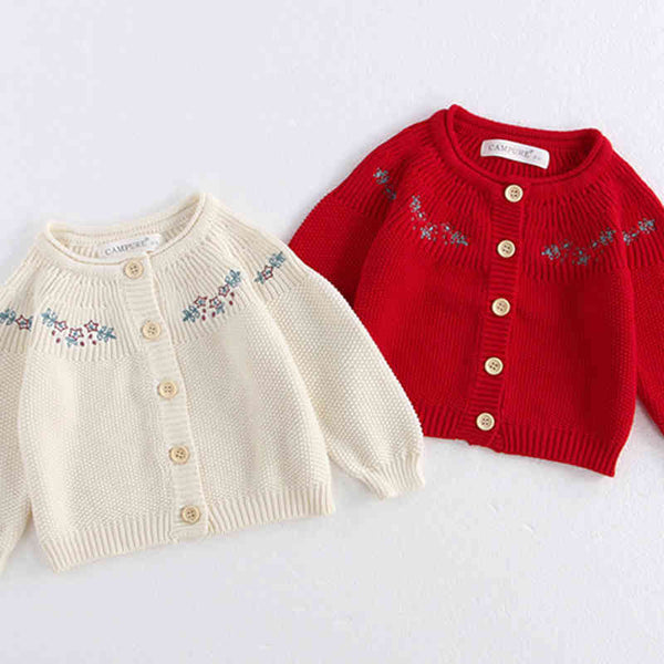 Simple Embroidered Long Sleeve Knitted Sweater