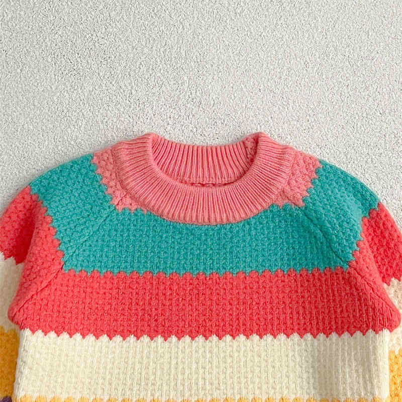 Rainbow Stripe Crewneck Sweater for Babies and Toddlers