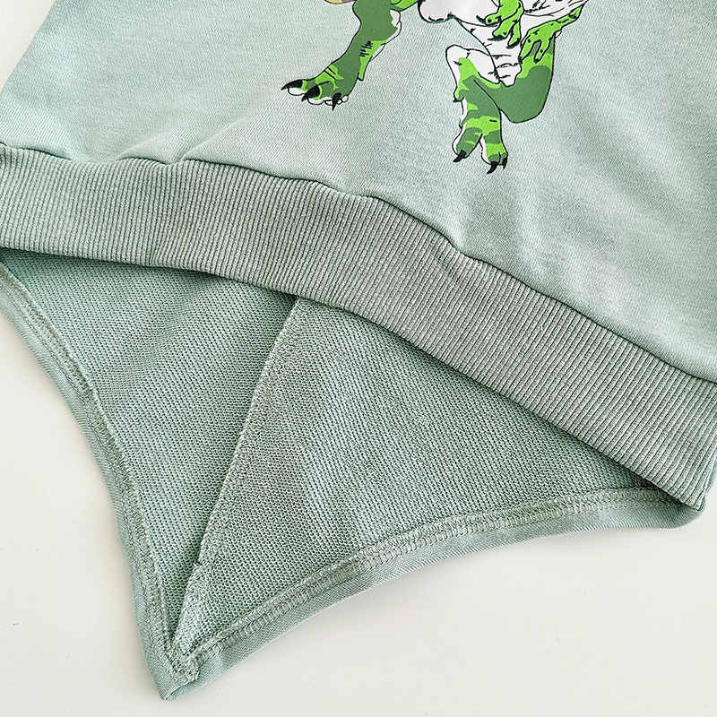 Boys and Girls Little Dinosaur Hooded Long-sleeved Two-piece Suit