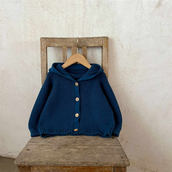 Infant and Toddler Solid Color Hooded Sweater