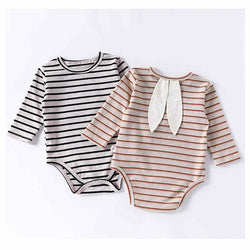 Bunny Ears Long Sleeve Striped Romper