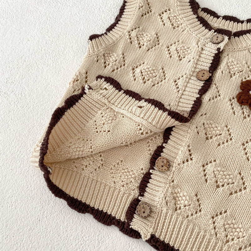 Baby Knitted Floral Cardigan Vest Jacket