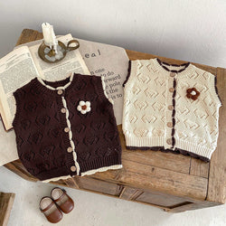 Baby Knitted Floral Cardigan Vest Jacket