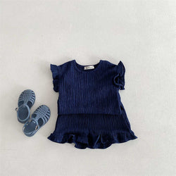 Girls Flying Sleeve Top and Shorts Suit