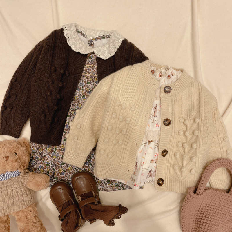 Baby Girl's Solid Color Knitted Sweater Cardigan