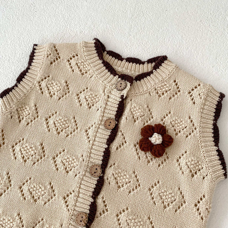 Baby Knitted Floral Cardigan Vest Jacket