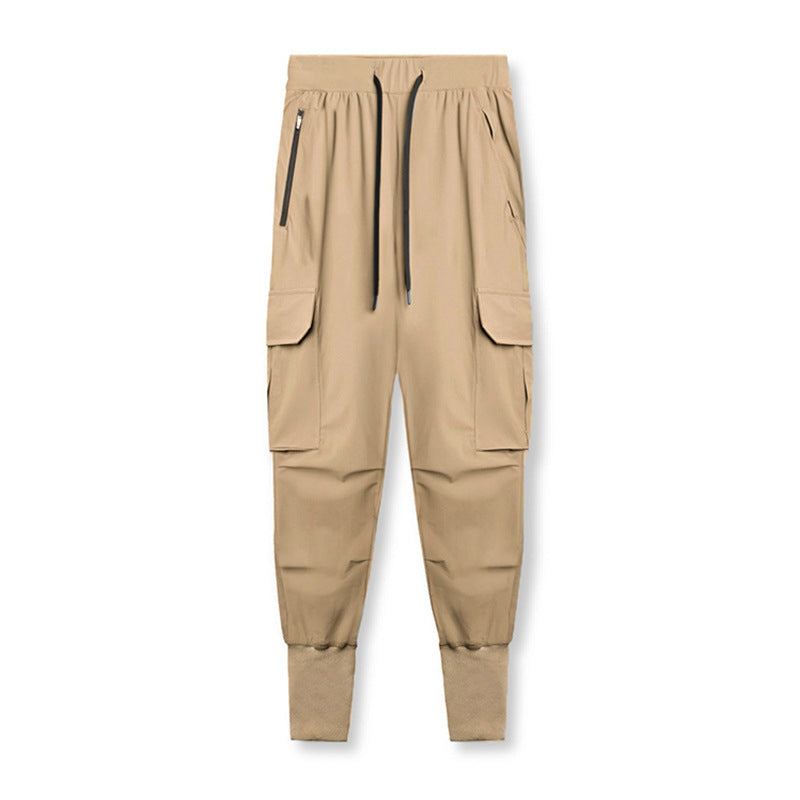 Summer Thin Men's Ice Silk Straight Sports Quick-drying Breathable Multi-pocket Casual Pants