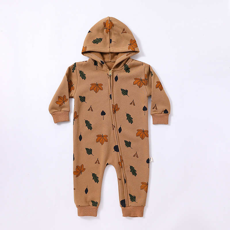 Baby Print Hooded Jumpsuit Romper