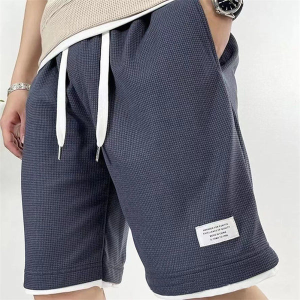 New Men's Five-point Pants, Popular Waffle Color Contrast Shorts, Men's Tide Brand Sports Casual Pants