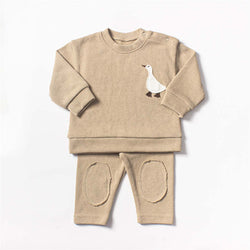 Bear Goose Embroidered Baby Clothes Two Piece Set