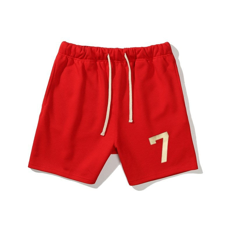 New Sports Fitness Shorts Season 7 Main Line Number 7 Drawstring Shorts Trend High Street Loose Pants