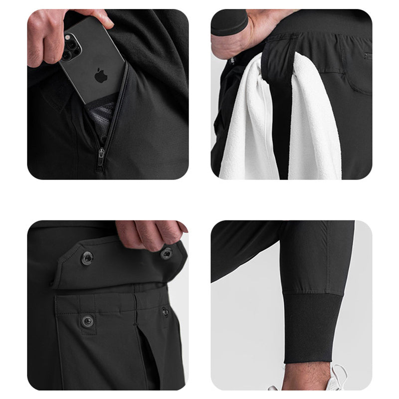 Summer Thin Men's Ice Silk Straight Sports Quick-drying Breathable Multi-pocket Casual Pants