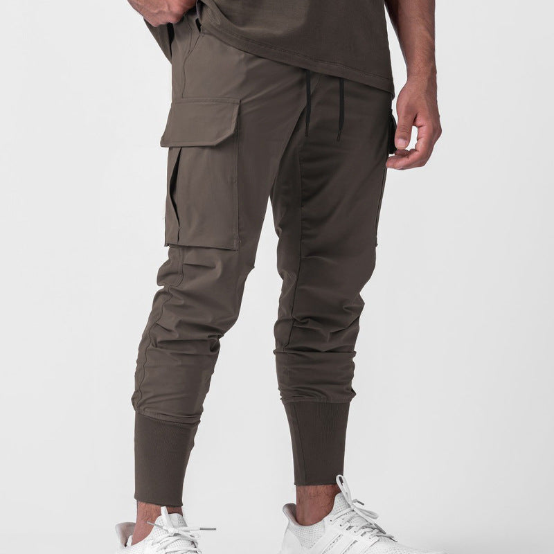 Summer Thin Men's Ice Silk Straight Sports Quick-drying Breathable Multi-pocket Casual Pants