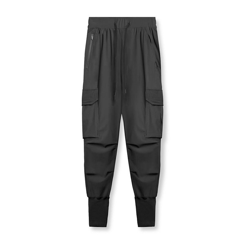 Summer Thin Men's Ice Silk Straight Sports Quick-drying Breathable Multi-pocket Casual Pants