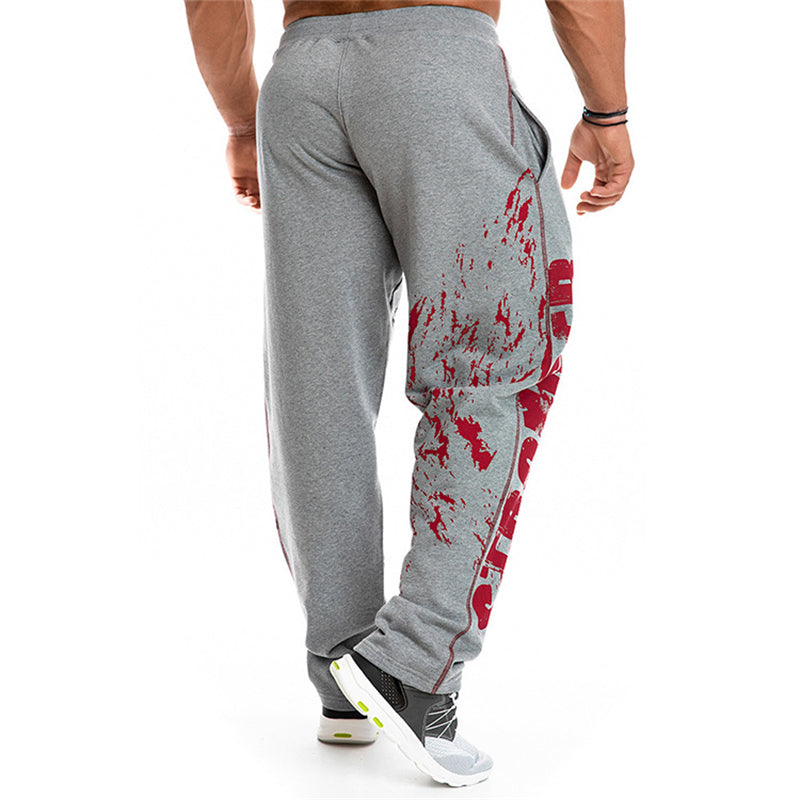 Summer Men's Casual Loose Plus Size Solid Color Printed Straight Sweatpants