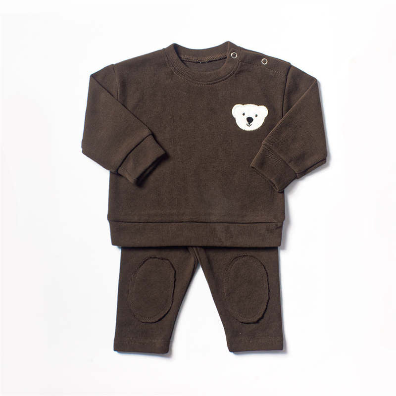 Bear Goose Embroidered Baby Clothes Two Piece Set