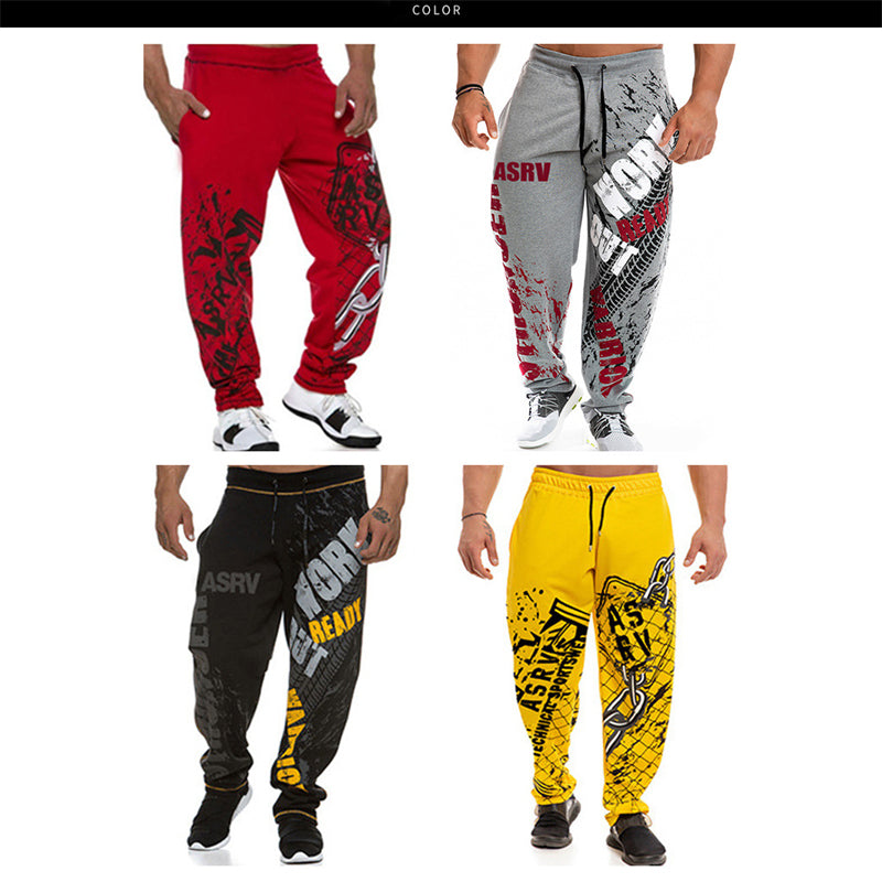 Summer Men's Casual Loose Plus Size Solid Color Printed Straight Sweatpants