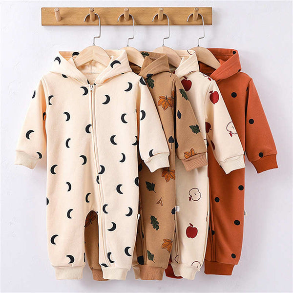 Baby Print Hooded Jumpsuit Romper